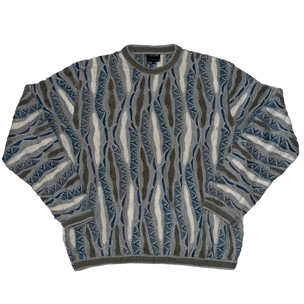 Vtg Coogi Australia Sweater 2XL 90s 3D Textured Knit Biggie Hip Hop Streetwear